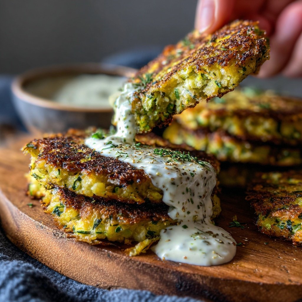 Zucchini Fritters with Dill Sauce