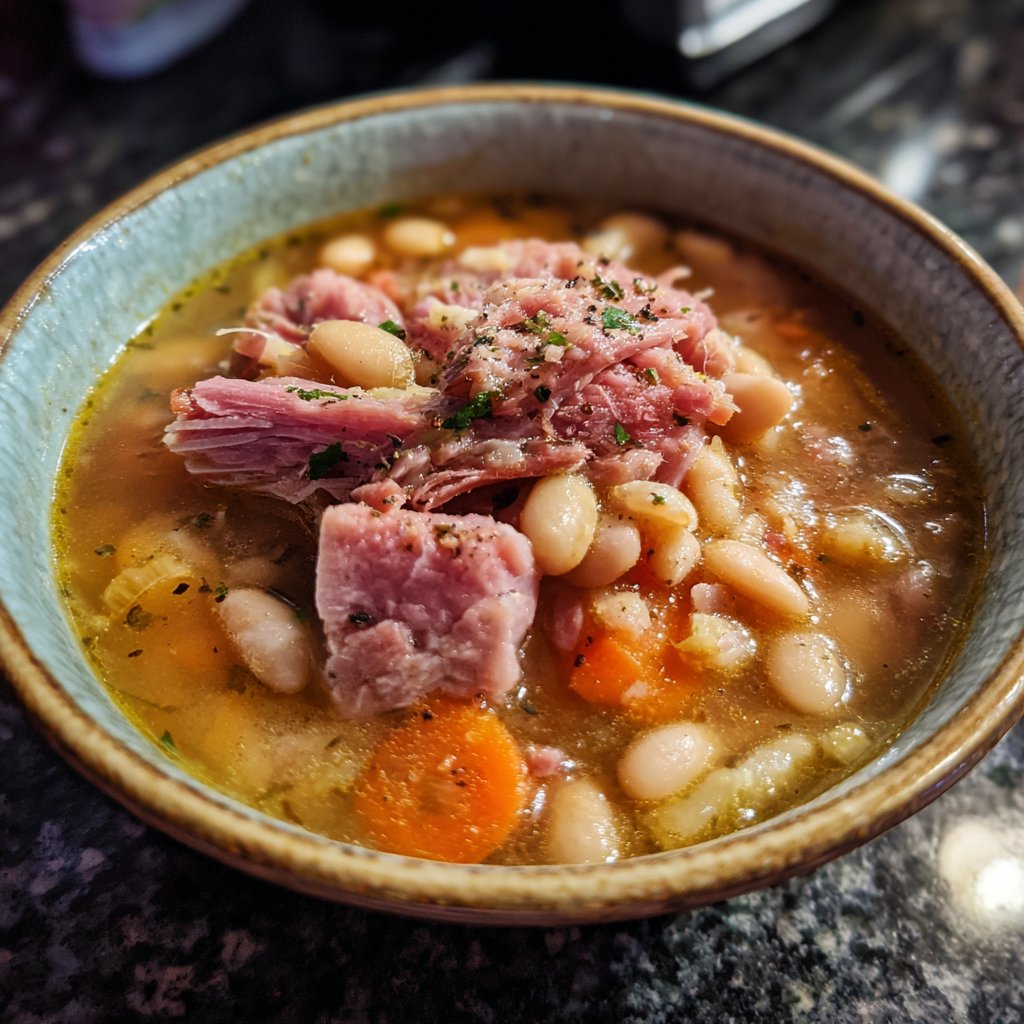 Homestyle Slow Cooker Ham and Bean Soup