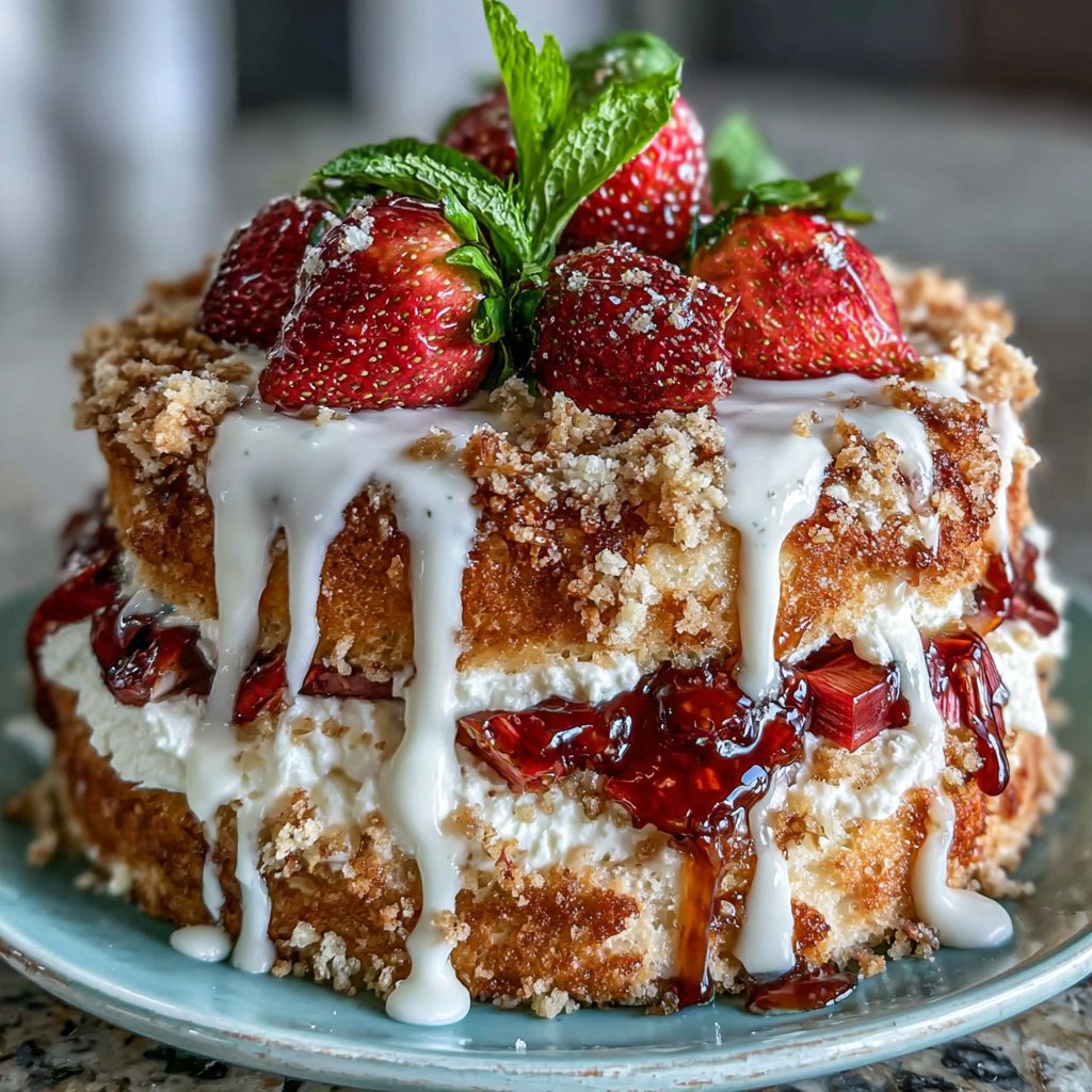 Fluffy Strawberry-Rhubarb Spring Cake