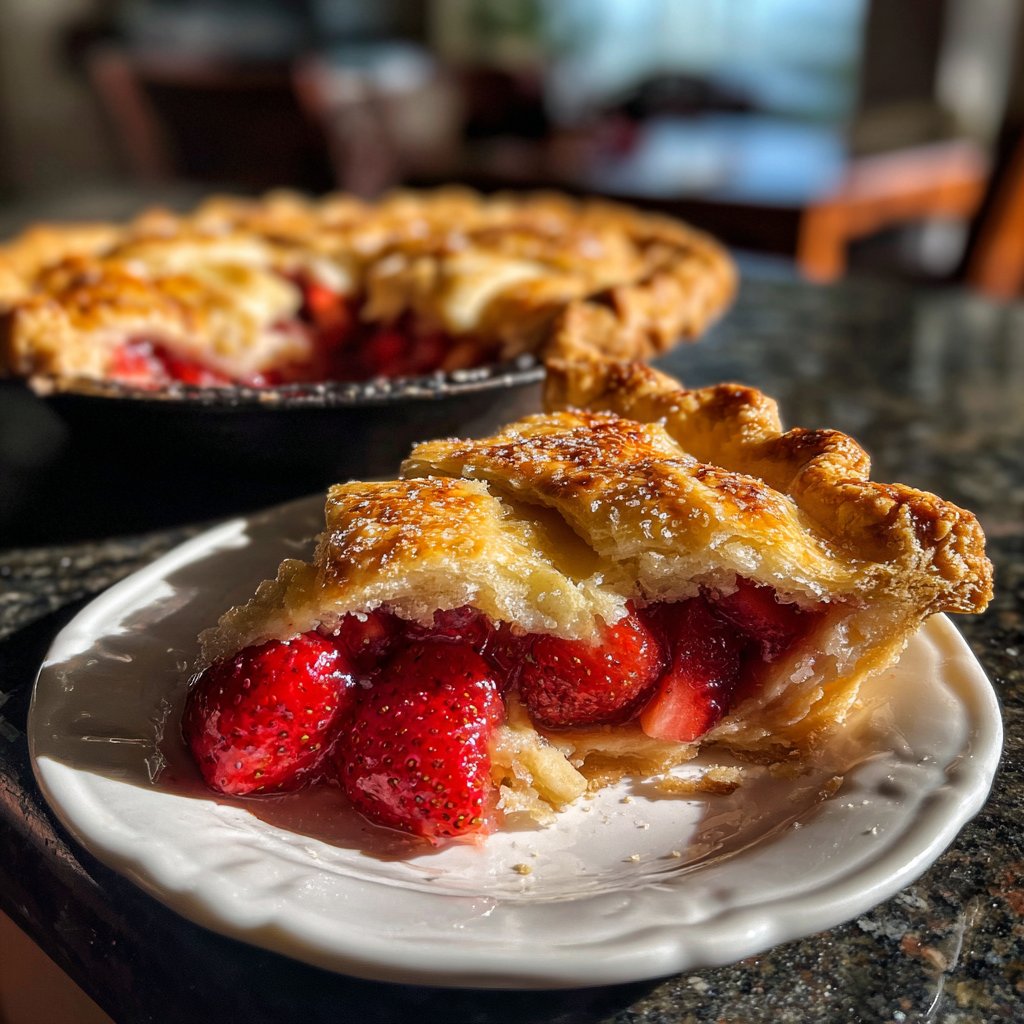 Flaky Strawberry Pie with Cream
